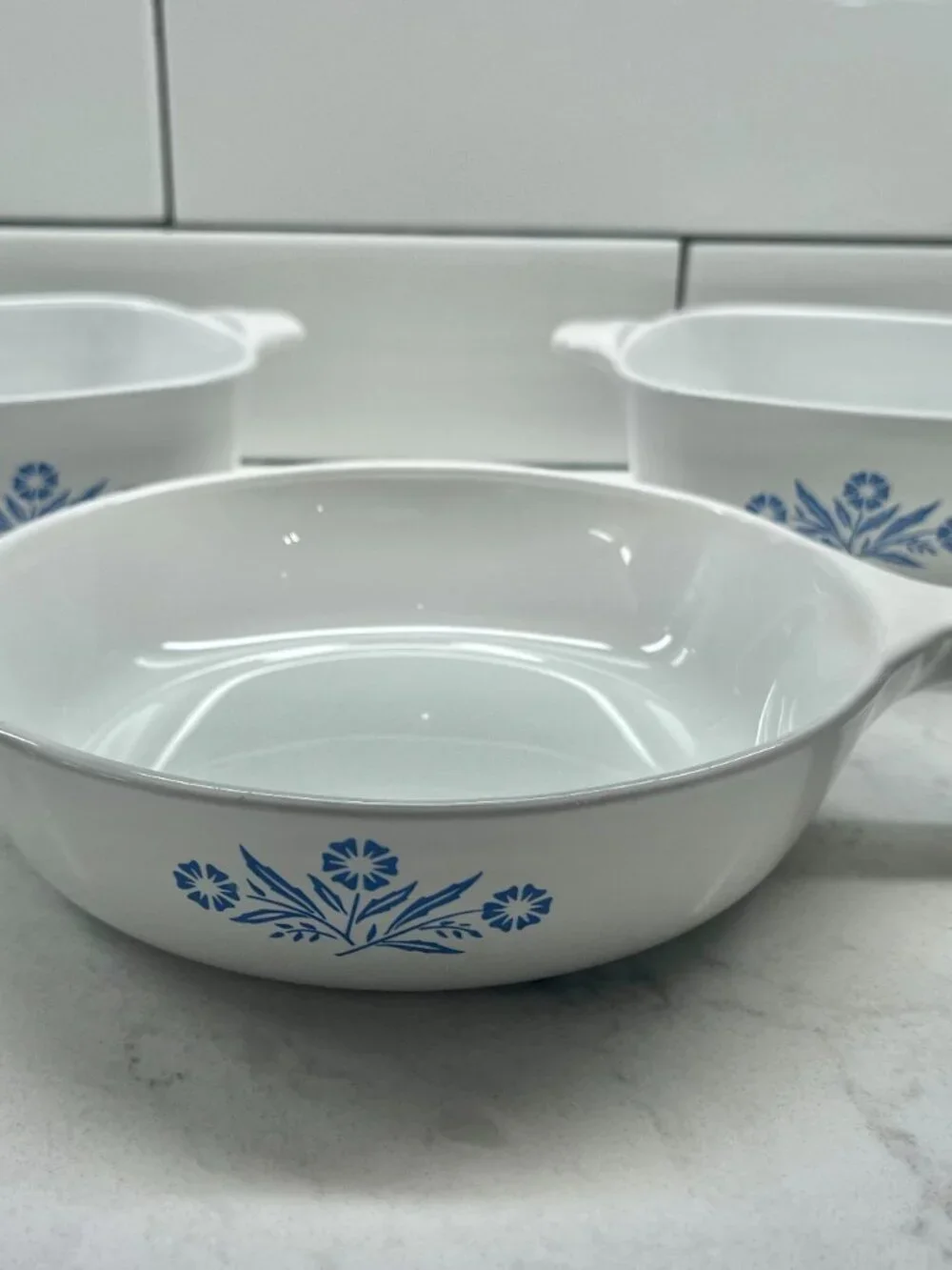 3-Piece Vintage Iconic Blue Cornflower CorningWare, Made in the USA